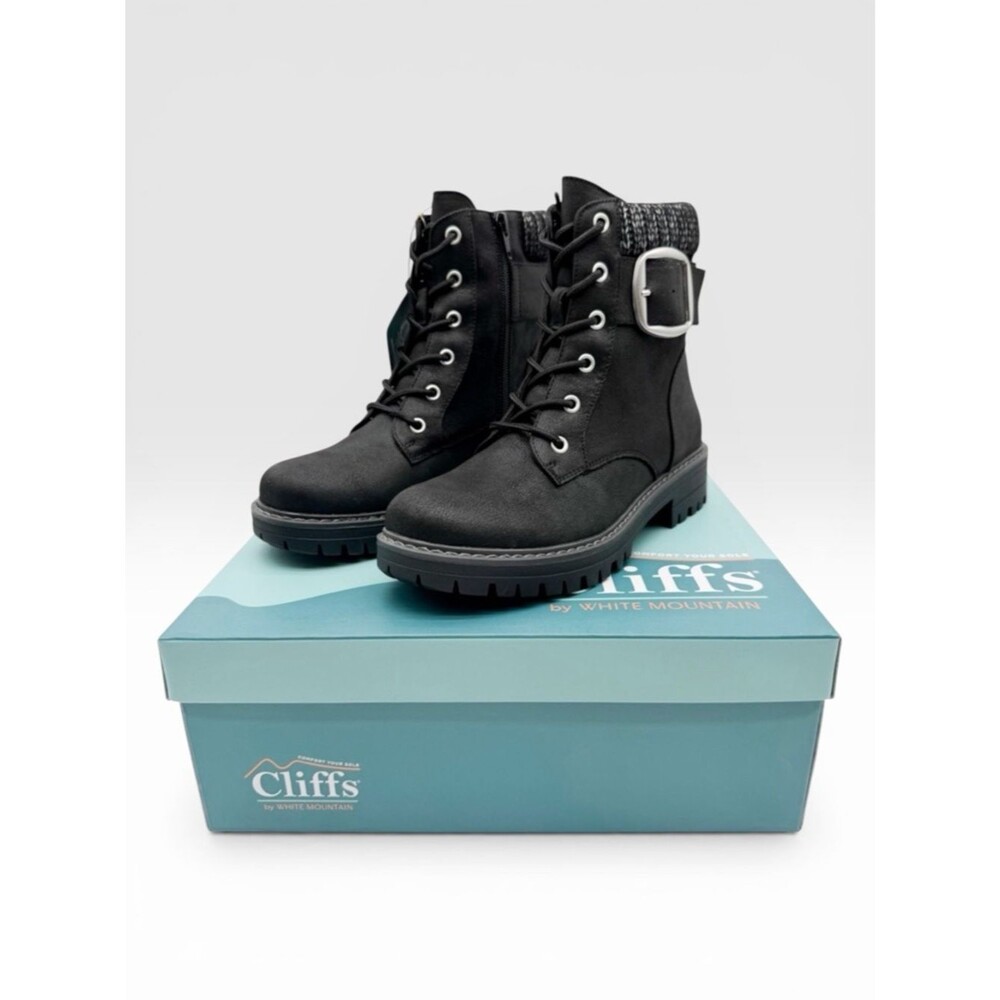 Cliffs White Mountain Mentor Lug Sole Combat Boots Lace Up Ankle Black 6 NEW